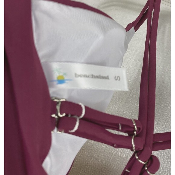 Womens One Piece Swimsuit Small Beachsissi Ruched Cinched Sides Criss Cross Back - Picture 8 of 16